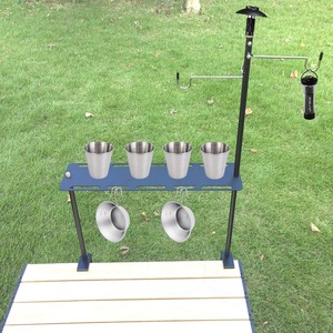 Multifunctional Aluminum Hanging Rack 40cm Wide Portable Camping Tableware Storage Rack With <b>Lamp</b> Holder For Outdoor Gear - Product Image 1
