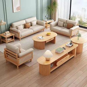 Canapé sectionnel moderne et simple 2026 en bois massif, idéal pour petit appartement, chaise de salon avec assise en éponge, canapés en bois pour hôtels - Product Image 4
