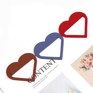 Stock Ready Eco-Friendly Modern Cute Student Corner Page Clip PU Leather Heart <b>Bookmarks</b> Mixed Colors Promotional Gift - Product Image 3