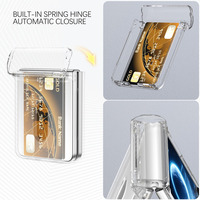 Étui pliable pour Samsung Galaxy Z Flip 8 7 6 5 avec charnière à ressort, protection intégrale et double emplacement pour cartes intégré