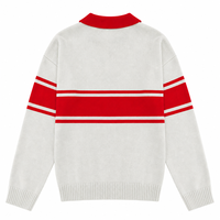 Pull en coton tricoté à col polo pour homme, 7 GG, respirant, anti-plis, anti-bouloches, anti-rétrécissement, motif lettres, idéal pour l'hiver
