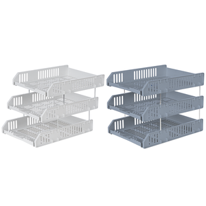 HALO 3-4 Tier <b>Plastic</b> File Organizer Document Tray Stackable Paper Storage Rack with Metal <b>Rod</b> for Office Desk Home School - Product Image 6