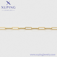 14N253706 Xuping Bijoux Chaîne Maillon Métal Cuivre Plaqué Or 14K 50cm 19 Pouces Trombone Collier Mode Homme