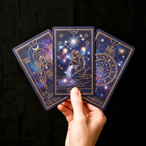 Cartas del Tarot Oculto con Borde Dorado, Impresión <span class=keywords><strong>de</strong></span> Primera Calidad, Lámina Negra Mate, Fabricación <span class=keywords><strong>de</strong></span> Mazos <span class=keywords><strong>de</strong></span> Oráculos, Marca Espiritual Personalizada OEM - Product Image 2