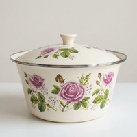 Couvercle de pot/bol en porcelaine émaillée résistant à la chaleur, compatible four, pour camping extérieur, style américain, alimentation directe usine