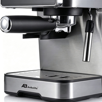 Anbolife Espresso-Kaffeemaschine mit 1350W Leistung, automatischer Reinigung, Doppelbrühsystem und One-Touch-Steuerung für einfache Bedienung