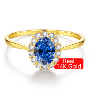 Nhẫn cưới/nhẫn đính hôn nữ vàng 14k rỗng, đá quý hình oval, zircon, ngọc lục bảo, ngọc hồng ngọc, sapphire, corundum cao cấp - Product Image 1
