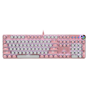 Cổ Điển Bàn Phím Có Dây Với Đèn Nền Cho Cô Gái Có Dây RGB Ánh Sáng Lên Bàn Phím Cơ Khí Cho Chơi Game Punk Máy Đánh Chữ 104Key Bàn Phím - Product Image 3