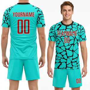 Maillot de football personnalisé pour homme, kit uniforme, nom et numéro de l'équipe, impression sublimée, évacuation de l'humidité, 100% polyester, manches courtes, col rond - Product Image 1