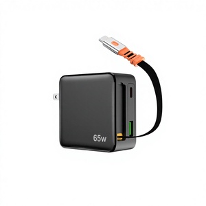 <span class=keywords><strong>Cargador</strong></span> Retráctil TKT 65W USB-C con Cable Tipo C, Bloque <span class=keywords><strong>de</strong></span> Carga Rápida PD 3.0, Enchufe Plegable y Cabezal <span class=keywords><strong>de</strong></span> Carga para <span class=keywords><strong>iPhone</strong></span> y Android - Product Image 1