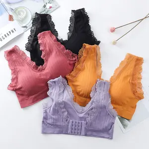 Seamless Lace Bralette Crop Top Thread <strong>Harness</strong> Bralette Encaje Conjuntos Push up Removable No Wire <strong>Bra</strong> - Product Image 1