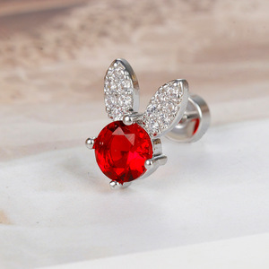 Pendientes de Acero Inoxidable Little Red Book, Suaves y Dulces, con Orejas de Conejo, para Dormir sin Necesidad de Quitarlos - Product Image 4