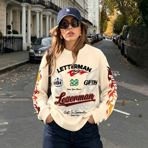 Sweat-shirt à manches longues en tricot gaufré personnalisé en gros pour usine, avec motif imprimé de marque personnalisé, en tissu doux et respirant, idéal pour la mode urbaine - Product Image 3