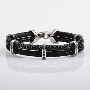 Trang Sức Thời Trang Rượu Vang Đỏ Stingray Da Bracelet Với Rose Gold Mạ Clasp - Product Image 6