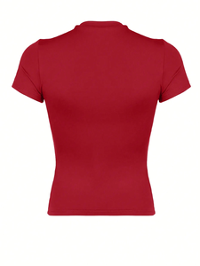 Girocollo a tracolla destra <span class=keywords><strong>manica</strong></span> corta da <span class=keywords><strong>donna</strong></span> 2024 estate nuova t-shirt Slim Short Top Versatile - Product Image 5