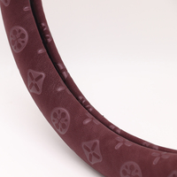 Housse de volant de luxe Airespace Monogramme en velours de coton rouge bordeaux et cuir PU gaufré, décoration intérieure de voiture, 38 cm, personnalisable