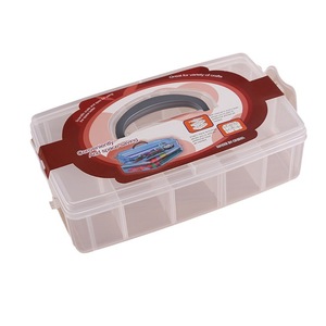 Multi Compartment Plastic Storage Box 24x16x7cm Rectangle Transparent Covered General Packaging Bins - Product Image 5
