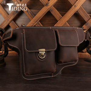 Bolso de cintura de cuero genuino para hombre Tiding, color marrón oscuro, capa superior de piel de vaca, bolso de pecho duradero para uso diario - Product Image 1