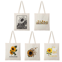 Sac fourre-tout en toile de coton durable de petite taille pour femmes avec logo personnalisé imprimé, deux poignées, design lettres tendance hiver