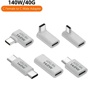 140W 40Gbps OTG Type C Adapter 90 degree USB C to Type C Fast Charging Converter USB3.1 Data Transfer Adapter For Macbook