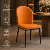 Chaise de salle à manger minimaliste moderne avec dossier ergonomique et pieds en acier au carbone - Cuir PU résistant à l'usure pour la maison, l'hôtel, le restaurant