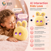 Peluche de Conejo Amarillo con IA, Vibración, Sensor Táctil, Clonación de Voz, Memoria de Larga Duración, Más de 80 Idiomas, Ojos LED, WiFi 2.4G