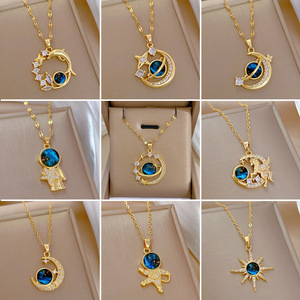 Collare in acciaio inossidabile De Acero inossidabile pianeta <span class=keywords><strong>cielo</strong></span> zircone collana pendente placcato oro <span class=keywords><strong>cielo</strong></span> <span class=keywords><strong>gioielli</strong></span> di san valentino - Product Image 1