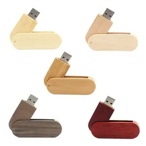 2024 Natural Wooden USB Flash Drive Swivel Memory Stick Logo Pendrive Wedding Gift Pen Drive New Promotional Use