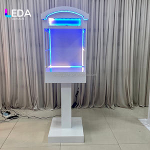 Cabina Telefónica Metálica Moderna LEDA Personalizada con Soporte para Libro de Visitas y Caja de Mensajes para Eventos de Boda - Product Image 3