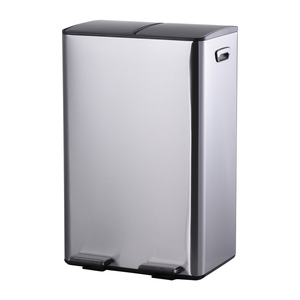 60L Lớn Tái Chế Bin Với 2 Ngăn Thép Không Gỉ Thùng Rác Có Thể Với Ở Mở Nắp Có Thể Gập Lại Đạp Bin Wbs150l60 - Product Image 1