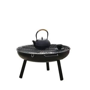 Garden patio set camping wood burning outdoor steel round fire pit bowl with grill