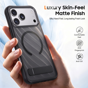 Coque magnétique transparente anti-traces de doigts antichoc à ondulations diagonales 360° pour <span class=keywords><strong>iPhone</strong></span> 18 17 Pro Max °   Support rotatif - Product Image 4
