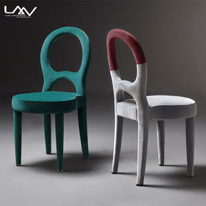 Silla de comedor de dos colores para <span class=keywords><strong>restaurante</strong></span> de Hotel de estilo de diseñador, sala de estar moderna, marco de madera, tela, silla de lujo, muebles - Product Image 5