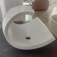 Lavabo en forme de C, utilisé pour les soins médicaux, lavabo de salle de bain, plateau de vanité en pierre de marbre, lavabo en ciment