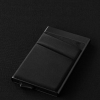 Porte-cartes minimaliste mince RFID bloquant l'étui à cartes de crédit en métal Pop Up Wallet avec poche avant pour l'argent