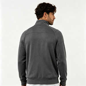 <span class=keywords><strong>Felpa</strong></span> da uomo personalizzata con zip, nuovo stile, colletto alto, vestibilità slim, con zip a un quarto, foro per il pollice, tasca laterale, per palestra e corsa - Product Image 4