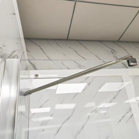 Cabine de douche en verre design pour salle de bain, sans cadre, autoportante, d'angle, avec porte coulissante en verre trempé