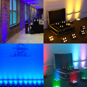 Éclairage 4 pièces avec sac IR4 Mini Uplight 4X12W RGBWA+UV Uplights Batterie sans fil Lumières de fête disco pour DJ Mariages Événements - Product Image 3