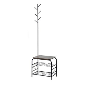Cross-border hot-selling integrated coat <b>rack</b> and shoe <b>rack</b>, indoor <b>clothes</b> <b>rack</b>, floor-standing home shoe changing stool with - Product Image 4