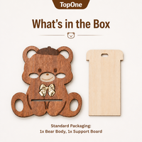 Soporte para Teléfono Celular de Madera Sólida Premium, Diseño de Oso Animal Adorable, Soporte Plegable Portátil para Smartphone, para Escritorio, Oficina, Decoración del Hogar, Regalo