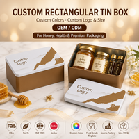Boîte rectangulaire en fer blanc avec couvercle blanc pour miel, gelée royale, cadeau santé, logo personnalisé, qualité alimentaire, faible MOQ, direct usine