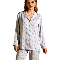 Pyjama personnalisé pour femme en coton 100% respirant, doux et lisse, imprimé floral, manches longues, col en V, taille XL, décontracté et élégant