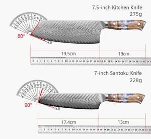 Juego de 9 Cuchillos de Cocina VG10 Damasco, Cuchillo de <span class=keywords><strong>Chef</strong></span> con Mango de Madera de Resina, Cuchillo Santoku, Cuchillo para Verduras, Pan y Deshuesar, con Caja de Regalo Negra - Product Image 6