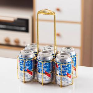 Support pour canettes de bière Pabst Blue Ribbon, lot de 6, support en fil de fer, style simple, pour le rangement de la bière, utilisation dans la cuisine ou au bar - Product Image 1