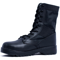 Bottes de travail montantes d'extérieur avec fermeture éclair latérale, noires, soutien de la cheville, respirantes, semelle antidérapante, toutes saisons
