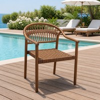 Chaise de bistrot moderne en rotin tressé imperméable pour patio, cour et parc