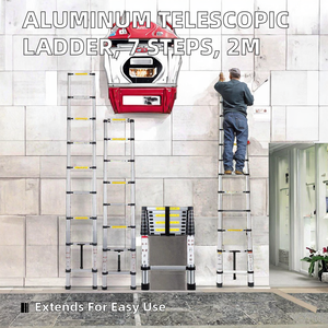 Échelle télescopique moderne en aluminium, <span class=keywords><strong>7</strong></span> <span class=keywords><strong>marches</strong></span>, 2 m, portable, capacité de 330 lb, angle d'escalade de 50°, hauteur extensible de 6,6 pieds - Product Image 2