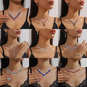 Hot Bán Phòng Thí Nghiệm Grown Của <span class=keywords><strong>Ruby</strong></span> Vòng Cổ Hình Bầu Dục Kim Cương Thương Hiệu Đồ Trang Sức Sang Trọng Tốt 925 Sterling Bạc Trang Sức Set Cho Phụ Nữ - Product Image 5