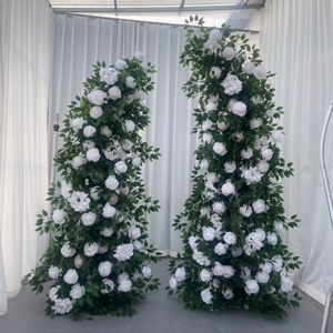 D-HOA057 Hot sales greenery horn flower arch backdrop <b>rose</b> horn flower arch artificial luxury flower arch silk for wedding decor - Product Image 4