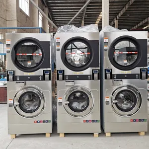 Coin feed washing dryer machine JInzhilai commercial laundry equipment Stacked washing drying